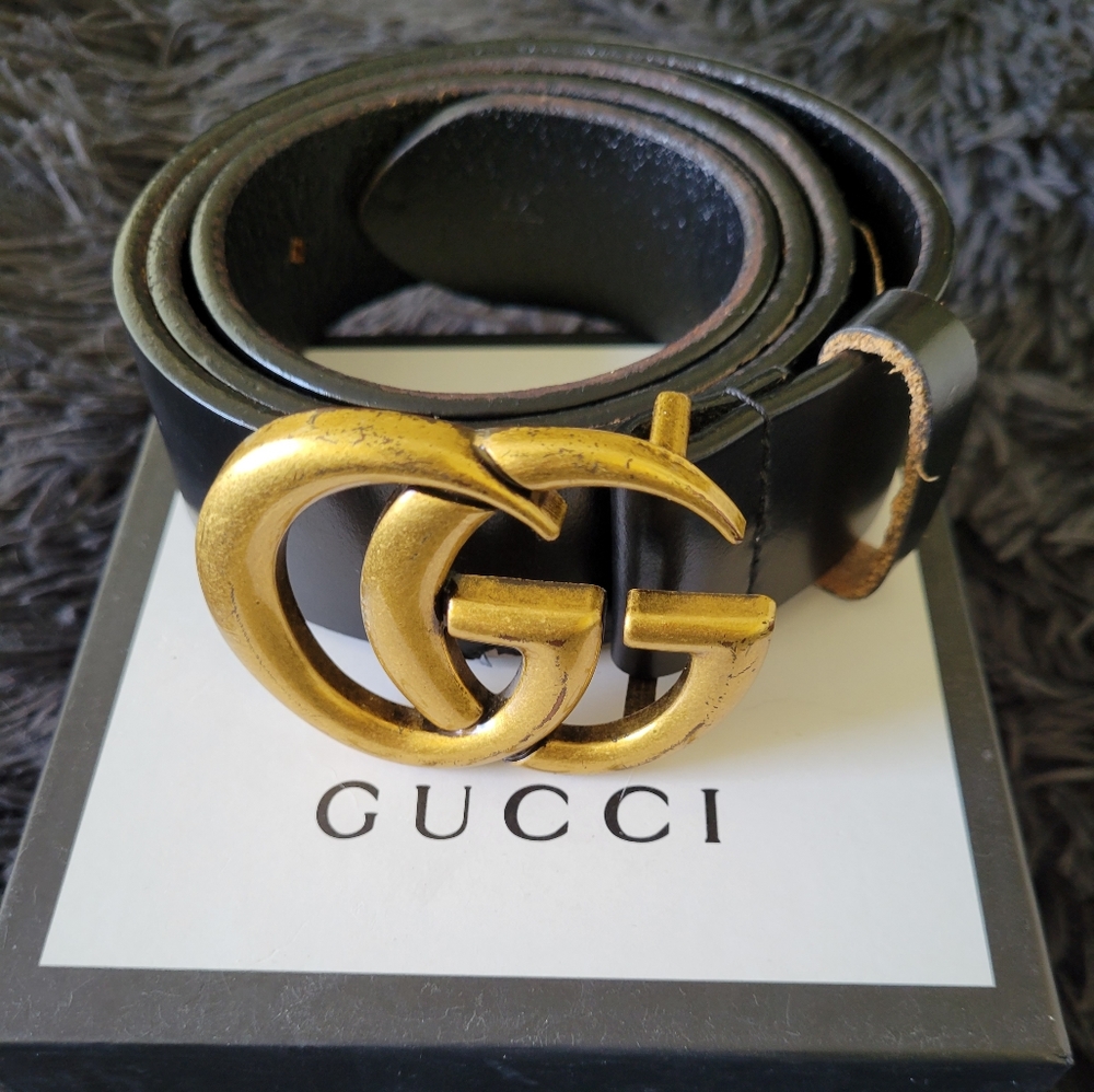 Unisex GG Marmot Leather Belt